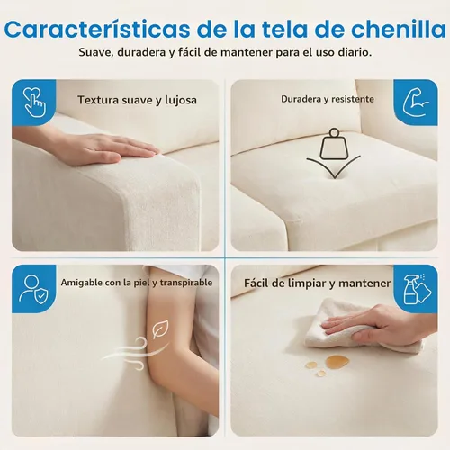 Vista 4 de Mjkone Juego de 2 piezas de sofás de sala de estar, sofás de 3 plazas de 82 pulgadas de ancho y juego de sofá y silla, juegos de muebles de sala