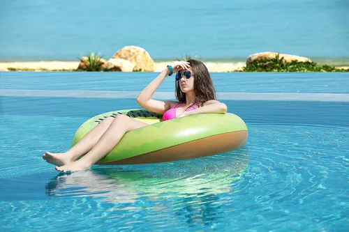 Vista 5 de Jasonwell Flotador Gigante de Kiwi para Fiesta en la Piscina, Flotadores Inflables para Piscina, Balsas de Tubo con Válvulas Rápidas, Decoraciones