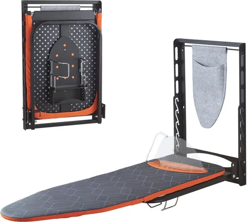 Vista 10 de Seiritex Tabla de planchar montada en la pared con soporte para plancha, 36 x 13 pulgadas, tabla de planchar plegable de montaje compacto