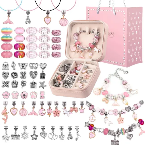 Vista 8 de UFU Kit de fabricación de pulseras con dijes, kit de fabricación de joyas, regalo para niñas de 5, 6, 7, 8 a 12, un dulce regalo de cumpleaños