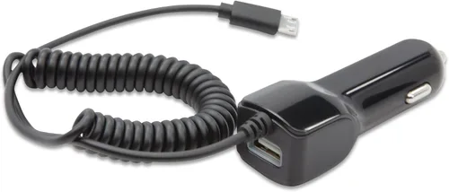 Vista 4 de BoxWave Cargador de coche compatible con Garmin RV 890 - Cargador de coche Plus, con puerto USB adicional y cable integrado - Negro