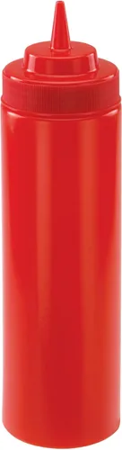 Vista 2 de Winco Juego de botellas exprimibles de 6 piezas, 8 onzas, color rojo, mediano