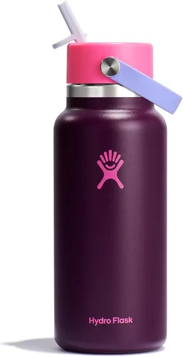 Vista 32 de Hydro Flask de boca ancha con tapa Flex de pajita de 24 onzas Agave