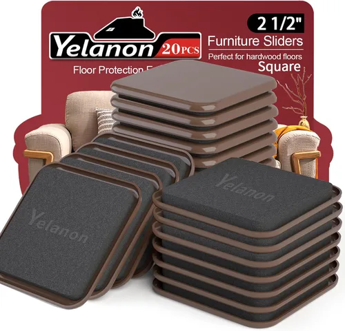 Vista 9 de Yelanon Deslizadores de Muebles, 8 piezas - Deslizadores de Muebles Cuadrados Beige de 4 3/4" para Alfombra, Deslizadores Movibles de Muebles