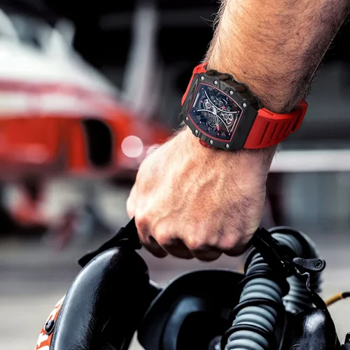 Vista 4 de FEICE FM602 - Reloj de pulsera automático para hombre, cristal de zafiro, movimiento japonés, esqueleto, automático, reloj mecánico automático