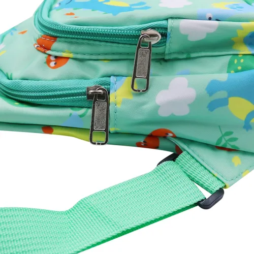 Vista 5 de ANKOMINA Bolso bandolera pequeño con diseño de unicornio y dinosaurio, bandolera para exteriores, viajes, senderismo, Verde