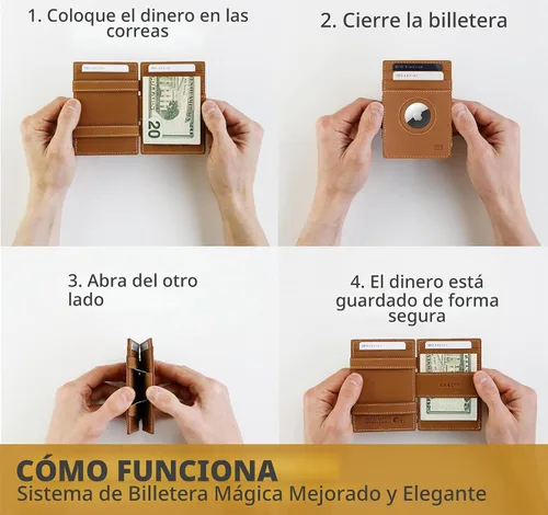 Vista 2 de GARZINI Billetera Airtag con bloqueador RFID, cartera mágica para hombre 01 Negro carbón