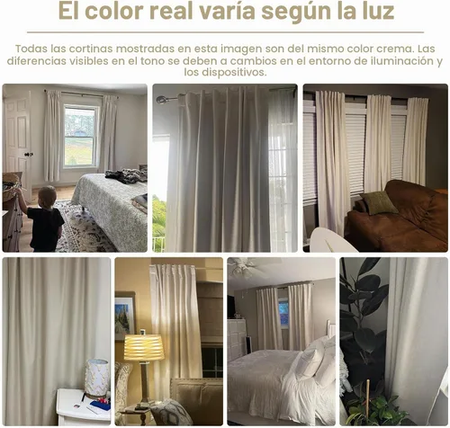 Vista 8 de 100% Blackout Shield Cortinas opacas de lino para dormitorio de 54 pulgadas de largo, con pestaña trasera, bolsillo para barra, cortinas para sala