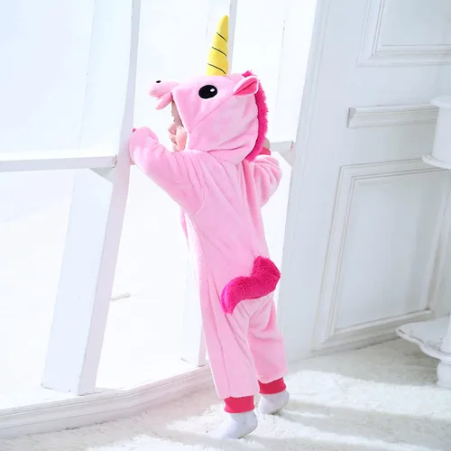 Vista 9 de TONWHAR Disfraz de Halloween para bebés y niños pequeños, traje de nieve para niños (3.5-4.5 añosaltura 41-46 pulgadas, unicornio rosa)