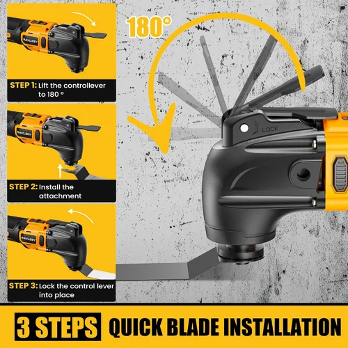 Vista 5 de Kit de múltiples herramientas oscilantes compatible con batería DEWALT de 20 V, herramientas oscilantes inalámbricas con motor sin escobillas, 6