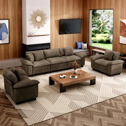 Vista 33 de Sofá Seccional Modular Individual de 53.5", Sillón de Pana Suave y Afelpada con Asiento Profundo Cómodo y Brazos Removibles para Sala de Estar