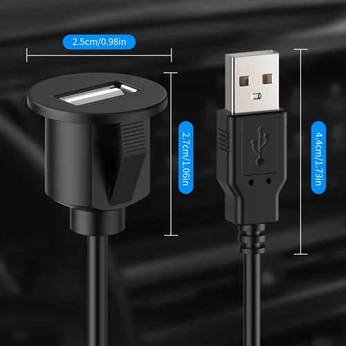 Vista 3 de Cable de extensión USB universal para tablero de instrumentos de montaje empotrado para radio de coche estéreo Android Wince unidad principal DVD CD