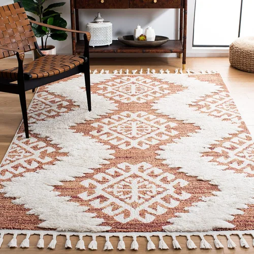 Vista 11 de SAFAVIEH - Alfombra de acento de la colección de borlas marroquíes Shag - 2'3" x 4', marfil y marrón, estilo bohemio, no suelta pelo y de fácil