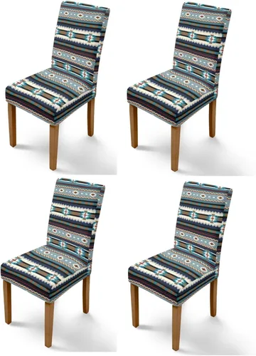 Vista 58 de Rnyleeg Juego de 1 fundas para sillas étnicas para sala de estar, sin brazos, estampado tribal azteca, elásticas, fundas protectoras para sillas