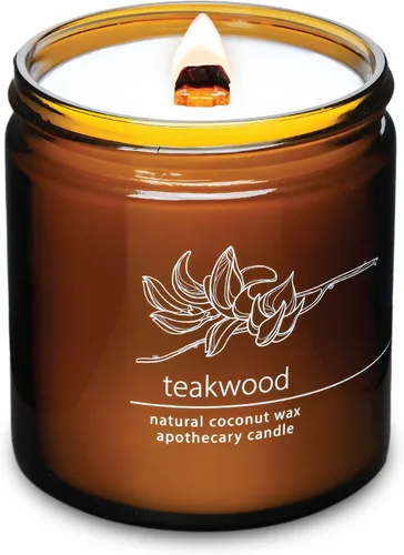 Vista 20 de Vela de mecha de madera agrietada Hemlock Park hecha a mano con cera de coco natural (grande de 16 oz, ámbar) Coconut Apricot Wax Crackling Wood