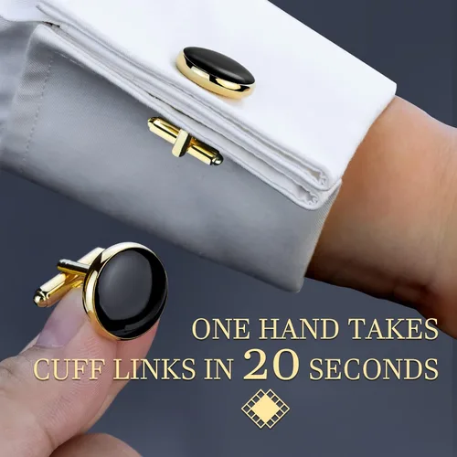 Vista 2 de HAWSON Juego de gemelos y tachuelas de esmoquin para hombre con caja de regalo joyas o accesorios para hombre adecuados para traje negro, camisas