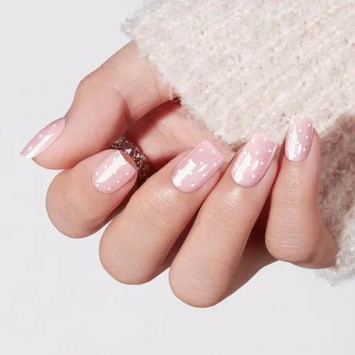 Vista 35 de Modelones Uñas postizas cuadradas cortas, color blanco y rosa, 32