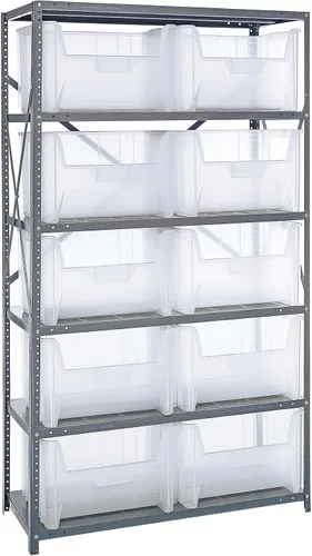 Vista 522 de Quantum QSBU-245BK Heavy Duty Shelving Unit with (7) Shelves and (24) QUS245 Black Bins for Garage Warehouse Storage Distribution 400 lb Load
