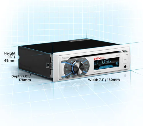 Vista 9 de BOSS Audio Systems MR500UABS Estéreo Marino para Barco – DIN Sencillo, Bluetooth, Reproductor de CD DVD, Receptor de Radio AM/FM, USB Blanco