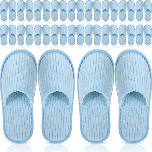 Vista 10 de Panitay 20 pares de pantuflas de spa reutilizables para invitados, lavables con triple capa de forro polar coral para el hogar, interiores, hoteles