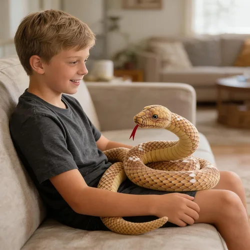 Vista 3 de Mukouxun Serpiente de peluche gigante de 112 pulgadas, serpiente de peluche para niños, juguetes de broma de animales de peluche, anaconda gigante