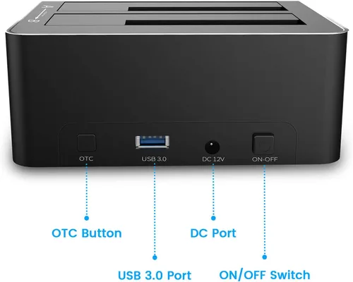 Vista 15 de RSHTECH Estación de acoplamiento de disco duro,Aluminio Dual Bay USB 3.0
