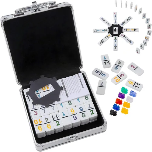 Vista 9 de Homwom - Juego de Mexican Train Dominó, carretas hasta el número 12 con caja de aluminio