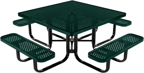 Vista 42 de COATEDOUTDOORFURNITURE Mesa de picnic cuadrada de 46 pulgadas, expandida, color negro