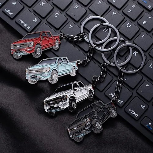 Vista 5 de Llavero F150 para Accesorios Ford F150 2023 Llavero F-150 con Funda 2022 Llavero de Camión Juguete de Metal Accesorios en Anillo de Llave Negro