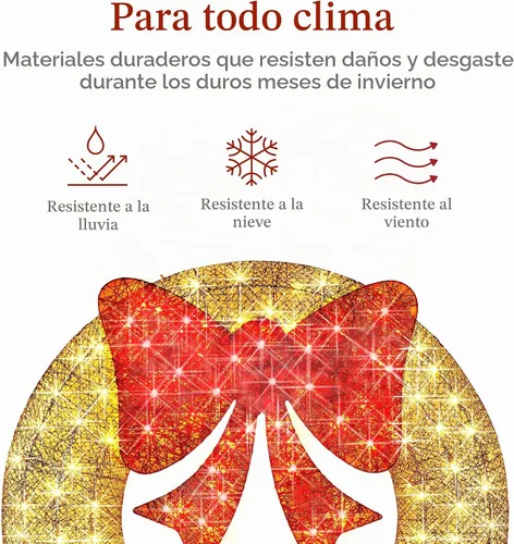 Vista 5 de Best Choice Products - Corona navideña para exterior, preiluminada, de 30 pulgadas, con decoración LED de metal para las fiestas, para el hogar