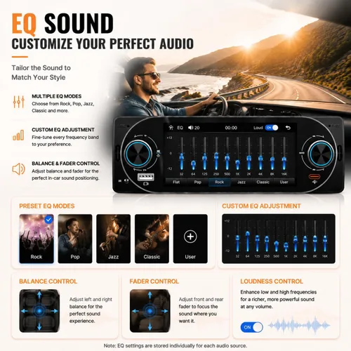 Vista 7 de 5,1" solo Din Bluetooth coche estéreo inalámbrico CarPlay Radio Android Auto