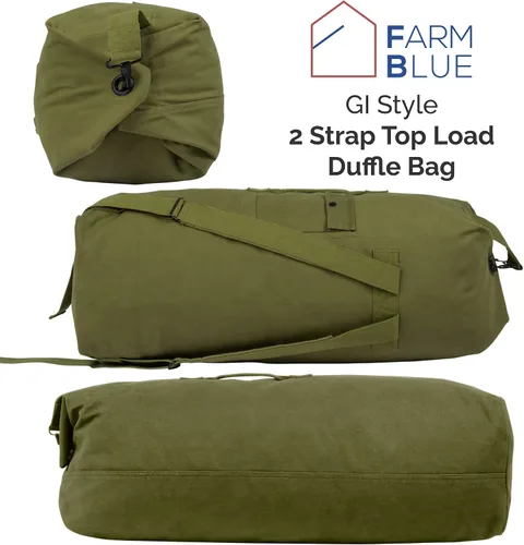 Vista 7 de Farm Blue Bolsa de viaje militar de 2 correas, Olive Drab, L, Clásico