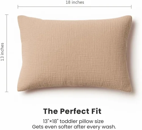 Vista 4 de Konssy Funda de almohada de muselina para niños pequeños para almohada de 13x18, paquete de 2 fundas de almohada de algodón suave y transpirable