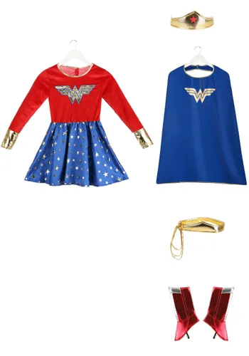 Vista 10 de Disfraz de Vestido Manga Larga de Wonder Woman para Niñas Multicolor