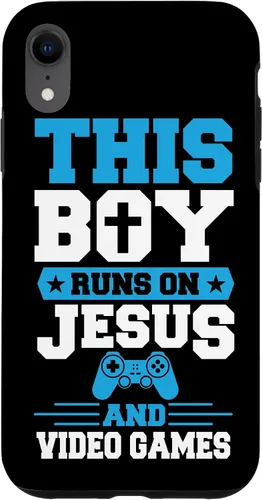 Vista 25 de This Boy Runs On Jesus and Video Games Christian Gamer Case for iPhone 17