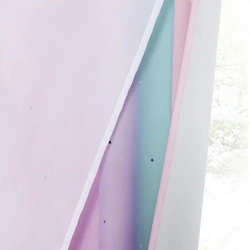 Vista 6 de NICETOWN Cortinas para dormitorio de niñas, cortinas de arco iris, cortinas de estrellas, cortinas de princesa, decoración de habitación
