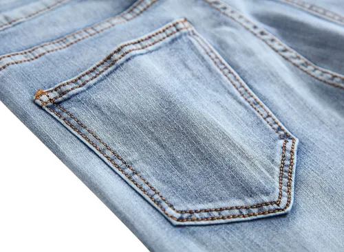 Vista 5 de Fredd Marshall - Pantalones de mezclilla ajustados para hombres, son elásticos y de diseño rasgado