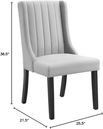 Vista 3 de Modway Renew Parsons Performance - Sillas auxiliares de terciopelo para comedor, juego de 2 unidades, color gris claro