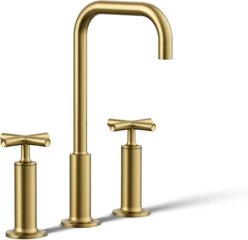 Vista 17 de KOHLER K-14408-4-AF Purist - Grifo para lavabo de baño, 3 agujeros, manijas de palanca alta generalizadas y boquilla de cuello de cisne alto, 1.2