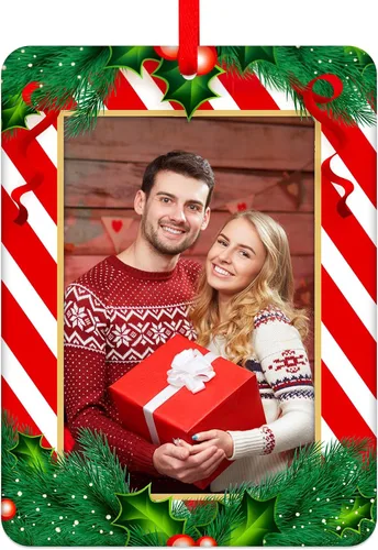 Vista 10 de WhatSign Adornos de Navidad para marco de fotos, adornos personalizados para árbol de Navidad, regalo de recuerdo de fotos familiares personalizado