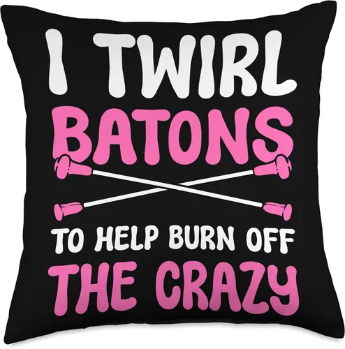 Vista 5 de Majorette & Baton Twirler Shirts & Merch Majorette - Almohada de baton Twirler, 16 x 16 pulgadas, multicolor