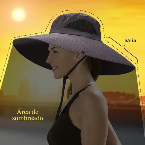 Vista 4 de Leotruny - Sombrero de sol de ala superancha para mujer UPF50+ impermeable para pesca, senderismo, camping C03-gris oscuro