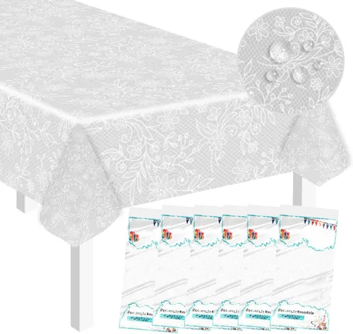 Vista 45 de SietDESEO - Paquete de 2 manteles a cuadros azul y blanco, 54 x 108 pulgadas, mantel premium desechable de plástico para picnic, diseño gingham