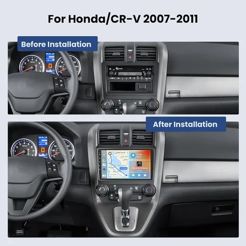 Vista 2 de Hikity para Honda CRV 2007 2008 2009 2010 2011 Android 15 Estéreo de coche con Apple Carplay inalámbrico Android Auto 2GB+64GB 9 pulgadas pantalla