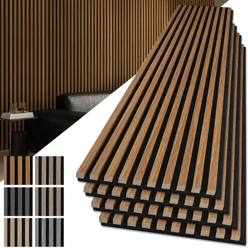 Vista 20 de Art3d Paquete de 2 paneles acústicos de madera de 48 x 24 pulgadas para pared, paneles de listones de madera insonorizados para pared y techo