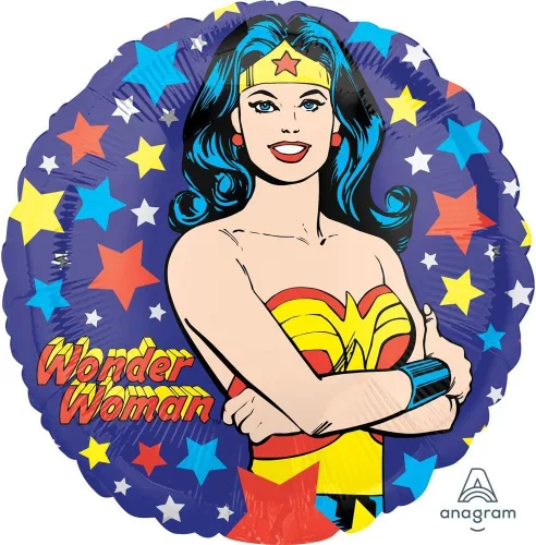 Vista 2 de Wonder Woman Ramo de globos - Paquete de 5 globos de aluminio