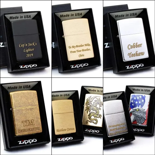 Vista 6 de Encendedor de latón Zippo 204 grabado personalizado, regalo personalizado para hombres, padrinos de boda, cumpleaños o aniversario