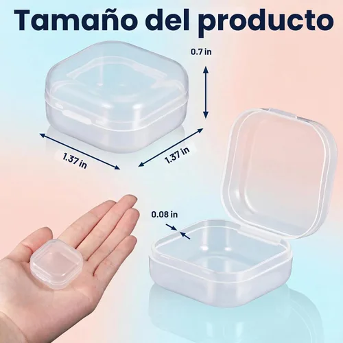 Vista 2 de 24 paquetes de recipientes pequeños de plástico transparente para almacenamiento de cuentas con tapa con bisagras para almacenamiento de objetos