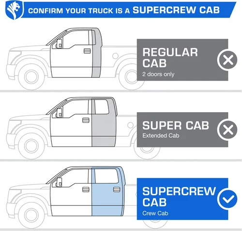 Vista 2 de Tyger Auto LanderX - Estribos compatibles con Ford F-150 2015-2026; F-150 Lightning 2022-2026; F-250 F-350 SD 2017-2026 Cabina Supercrew