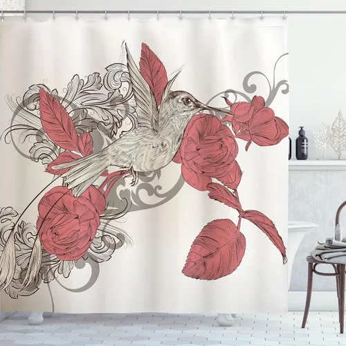 Vista 55 de set de cortina para baño decorativa de tela de poliéster con ganchos